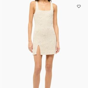 Staud Le Sable Floral Beaded Minidress Ivory